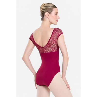 So Danca csipkés rövid ujjú női dressz - burgundi