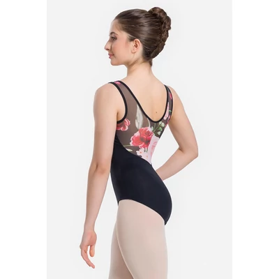 So Danca virágmintás tüllbetétes női dressz - fekete