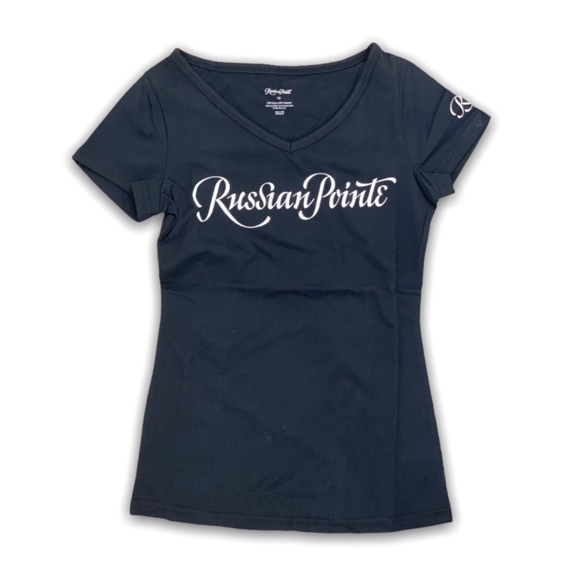 Russian Pointe Logo Tees V-nyakú póló - fekete