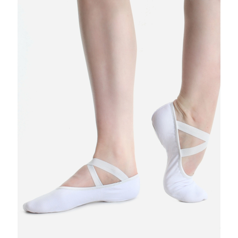 So Danca elasztikus csepptalpú gyakorló balett cipő - fehér