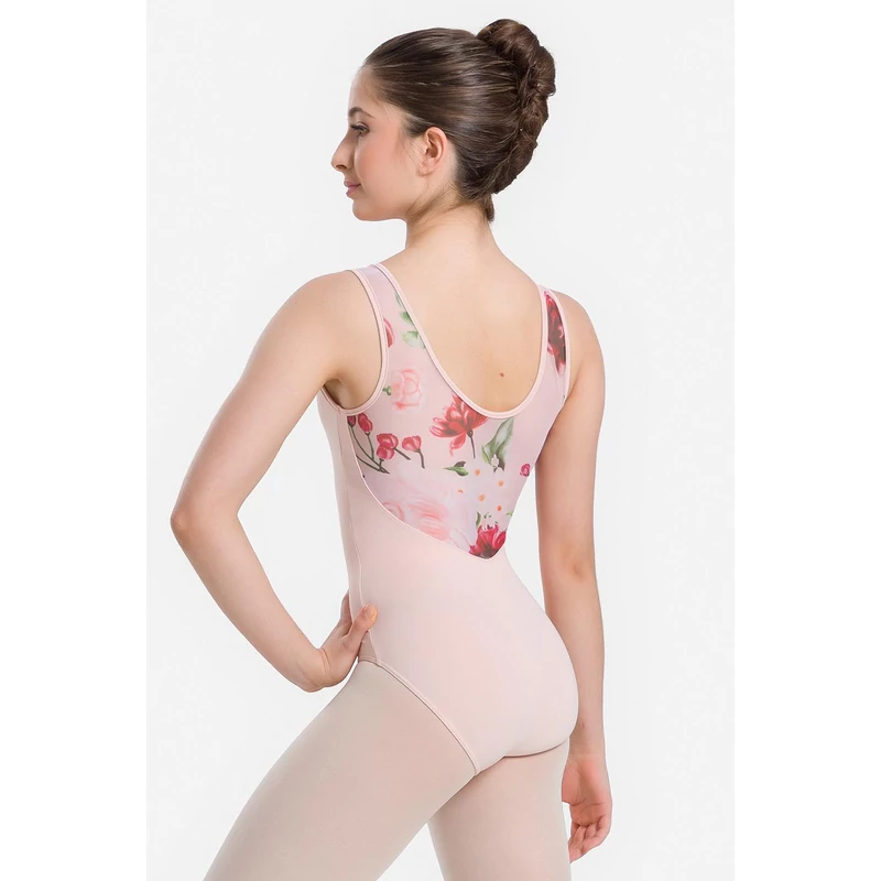 So Danca virágmintás tüllbetétes női dressz - antique rose